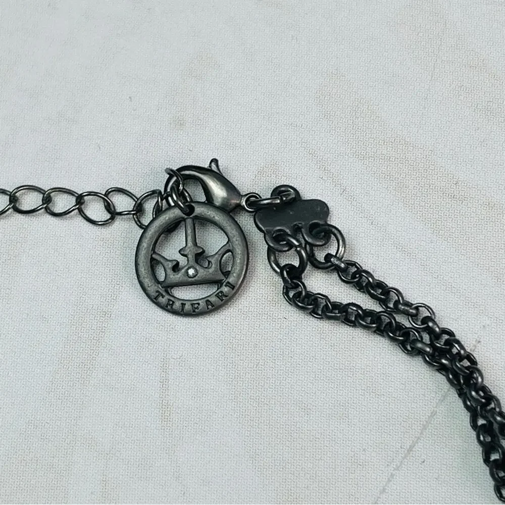 Trifari blue clear beaded 2 strand necklace choker - Picture 10 of 10